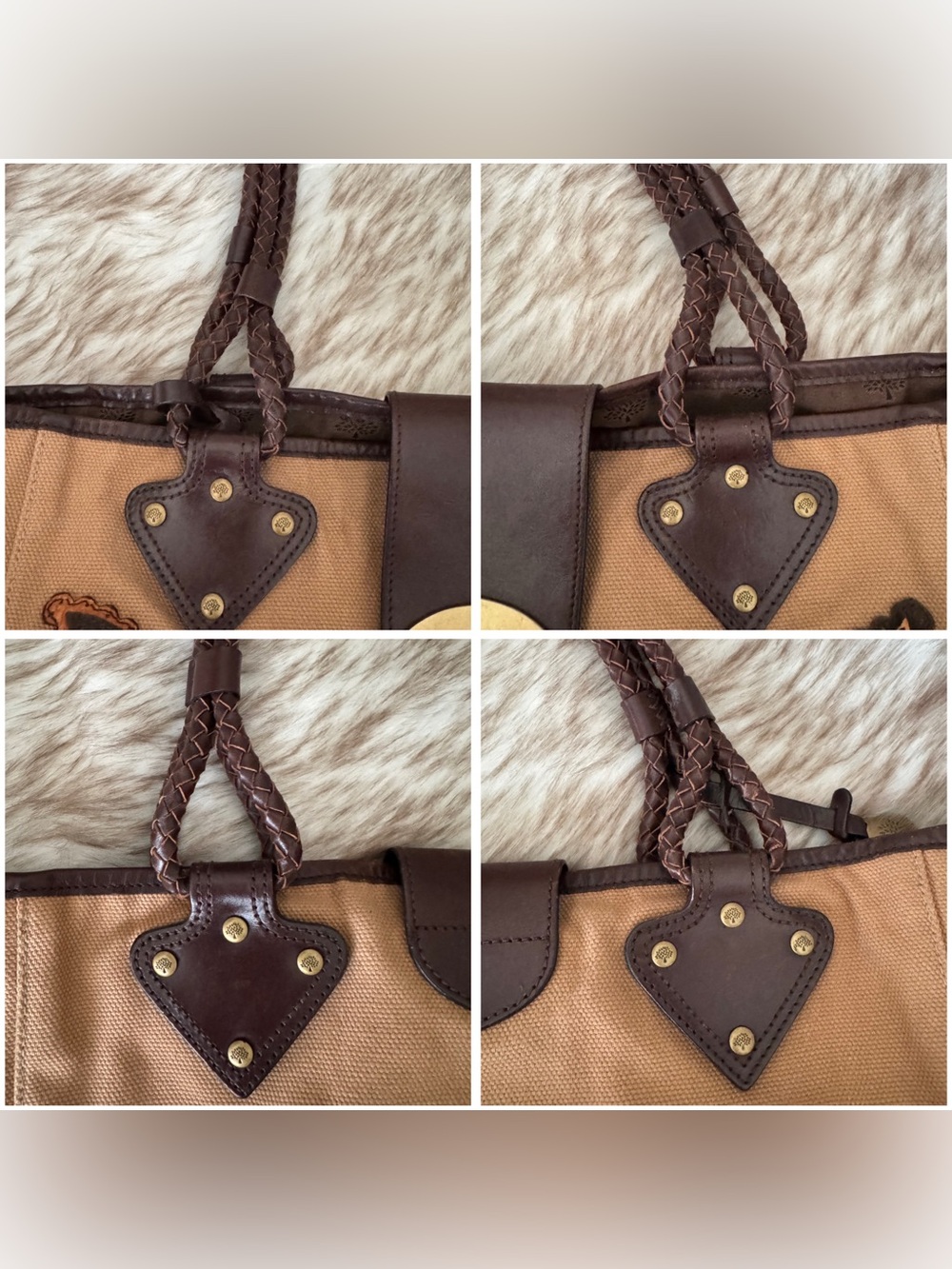 Mulberry Radeliffe Paisley Appliqué Canvas Tote in Tan and Brown - Picture 10 of 12
